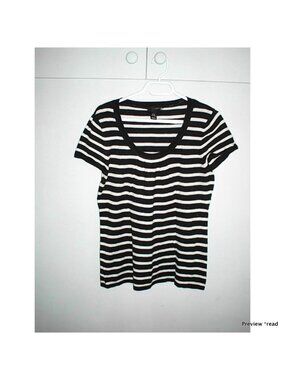 H&M Black and White Striped Scoop Neck Tee